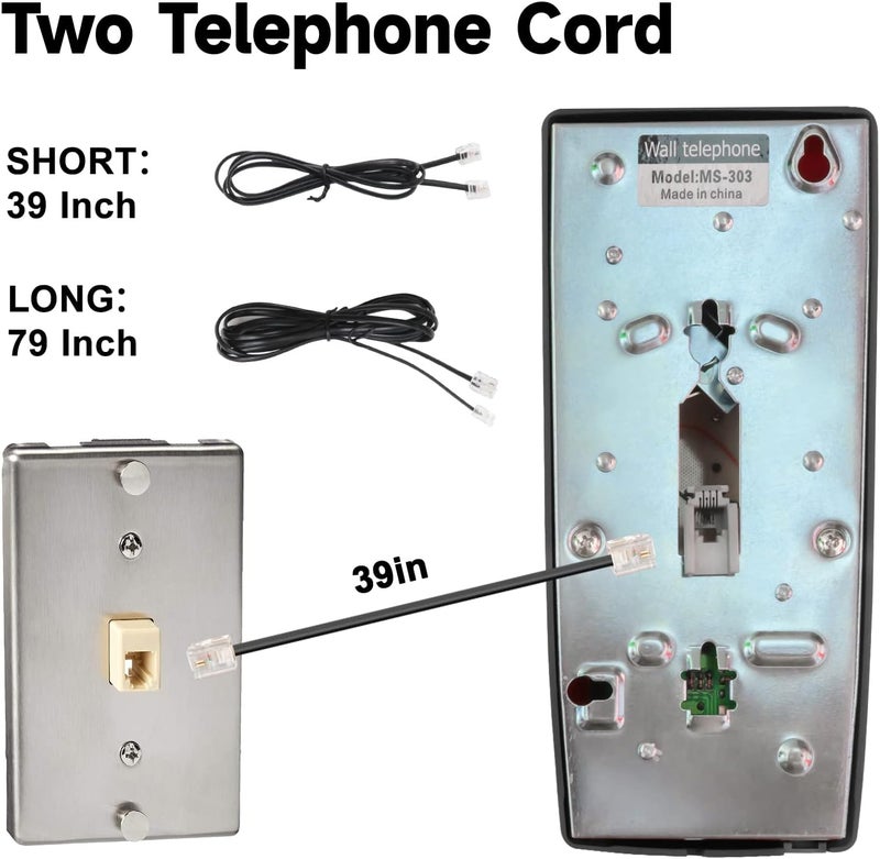 Aokpsrt Retro Wall Mount Phone with Loud Mechanical Ringer Vintage Wall Phones for landline with Volume Adjustable Old Fashioned Corded Landline Telephone for Home School Kitchen Office - Image 5